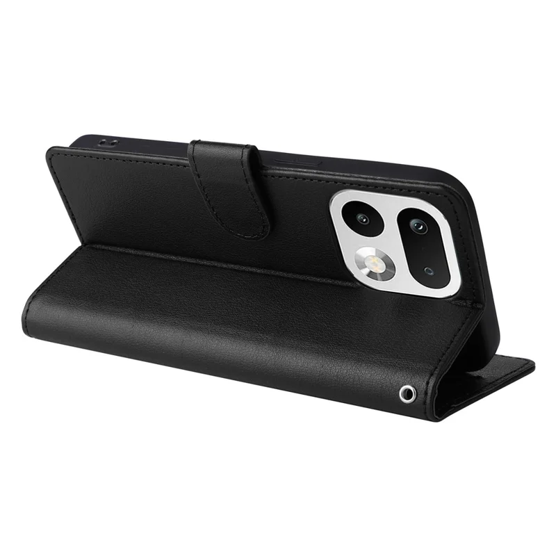 Capa de Telemóvel Carteira em Pele PU com Suporte para Realme 16 Pro+ 5G com Pulseira - Preto