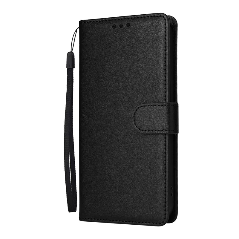 Capa de Telemóvel Carteira em Pele PU com Suporte para Realme 16 Pro+ 5G com Pulseira - Preto