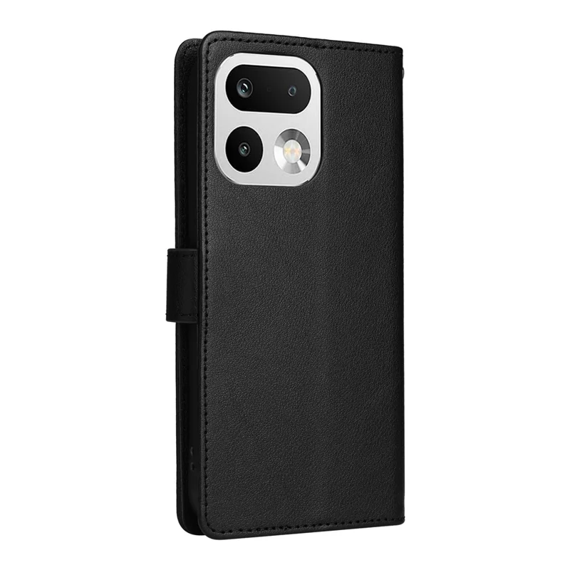 Capa de Telemóvel Carteira em Pele PU com Suporte para Realme 16 Pro+ 5G com Pulseira - Preto