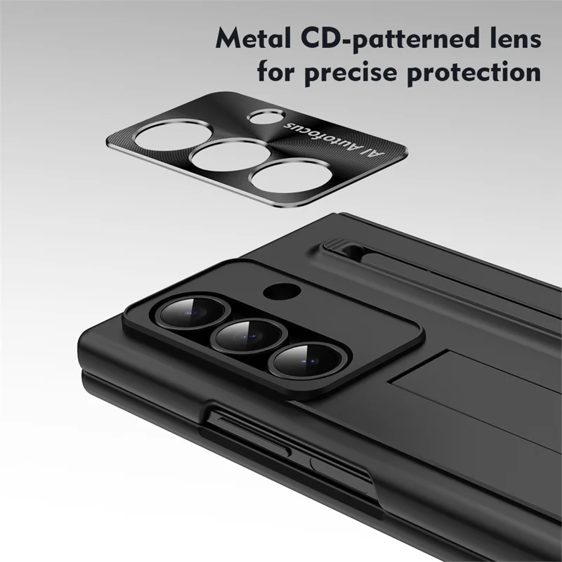 For Samsung Galaxy Z Fold8 Ultra Case Kickstand PC Cell Phone Cover with Screen Protector and Stylus Pen - Black