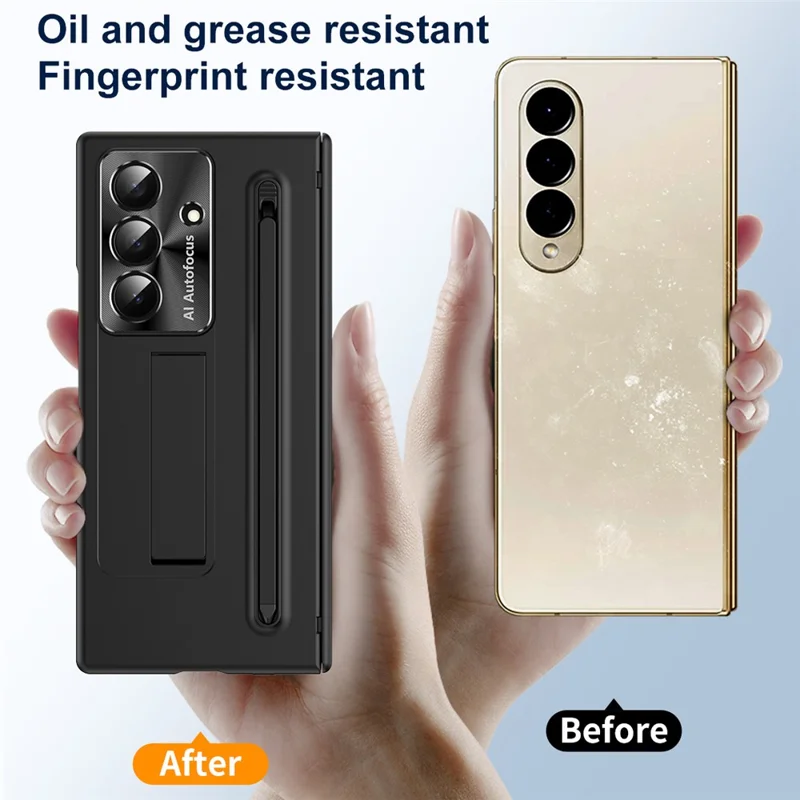 For Samsung Galaxy Z Fold8 Ultra Case Kickstand PC Cell Phone Cover with Screen Protector and Stylus Pen - Black