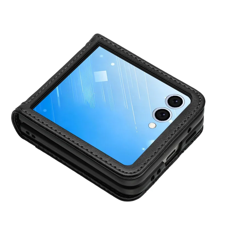 Capa para Samsung Galaxy Z Flip8 com Borboleta e Flor em Couro Impresso com Alça de Pulso - Preto