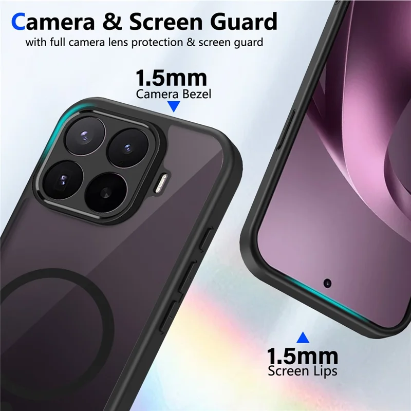 Coque magnétique pour Xiaomi 17T Pro, housse tactile mate en PC + TPU anti-chute - Translucide