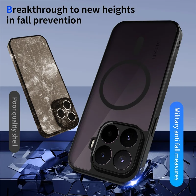 Coque magnétique pour Xiaomi 17T Pro, housse tactile mate en PC + TPU anti-chute - Translucide