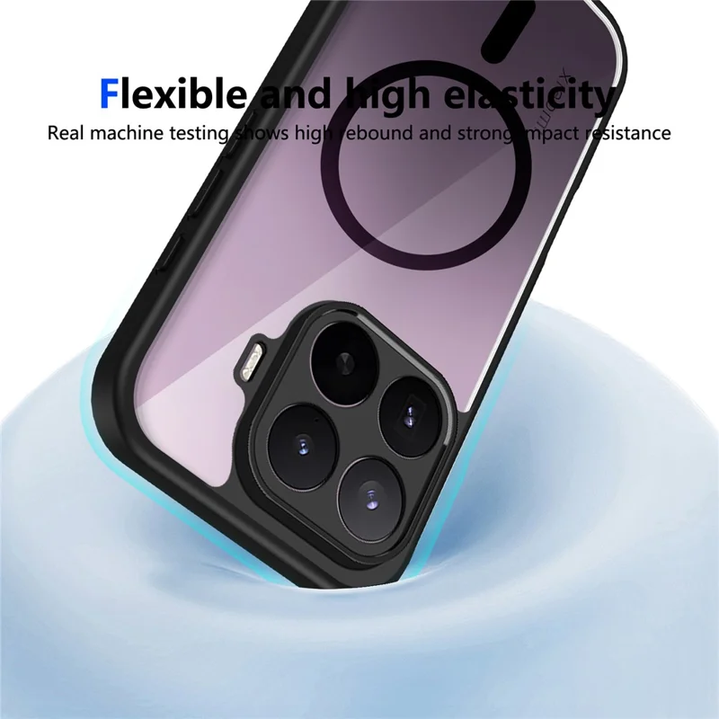 For Xiaomi 17T Magnetic Case Transparent PC + TPU Shockproof Skin-friendly Phone Cover - Black