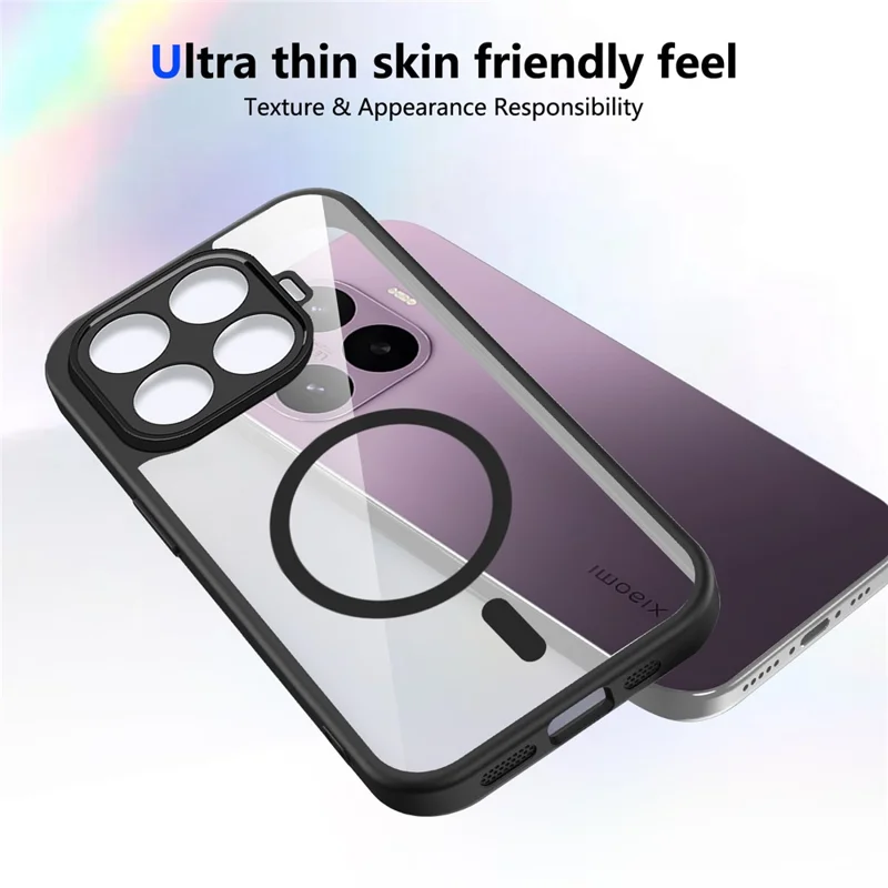 Étui magnétique pour Xiaomi 17T Pro - Coque transparente en PC + TPU antidéflagrante et douce au toucher - Noir