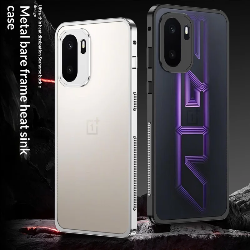 For OnePlus Ace 6 Ultra 5G Bumper Cases Metal Frame Heat Dissipation Cover with Lens Protector - Black
