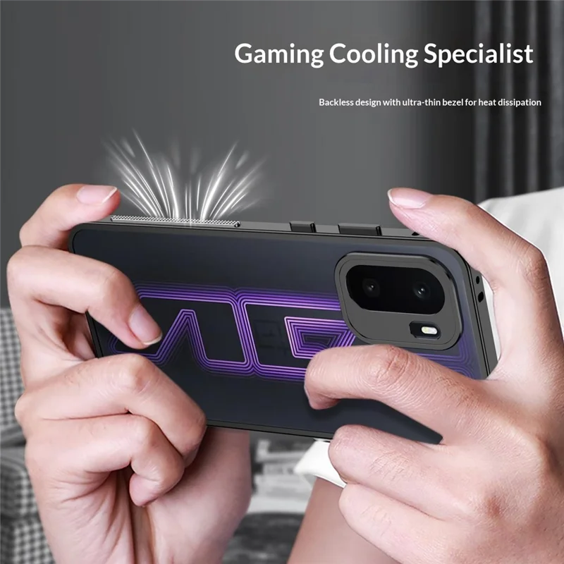 For OnePlus Ace 6 Ultra 5G Bumper Cases Metal Frame Heat Dissipation Cover with Lens Protector - Black