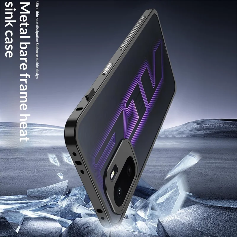 For OnePlus Ace 6 Ultra 5G Bumper Cases Metal Frame Heat Dissipation Cover with Lens Protector - Black