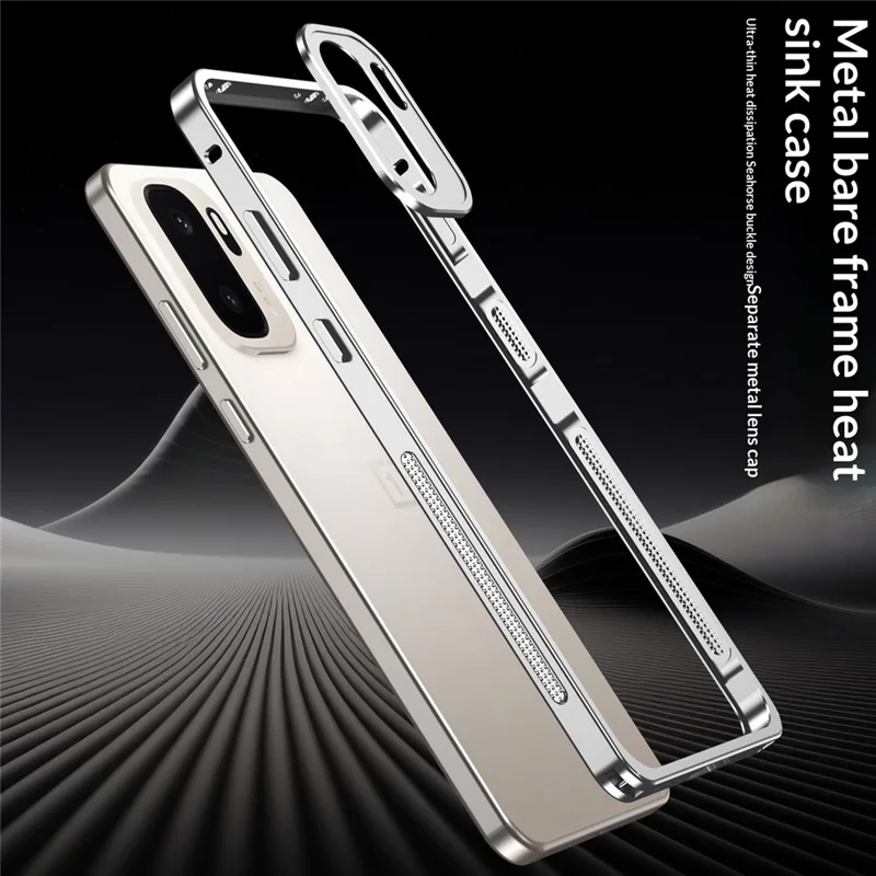 For OnePlus Ace 6 Ultra 5G Bumper Cases Metal Frame Heat Dissipation Cover with Lens Protector - Black