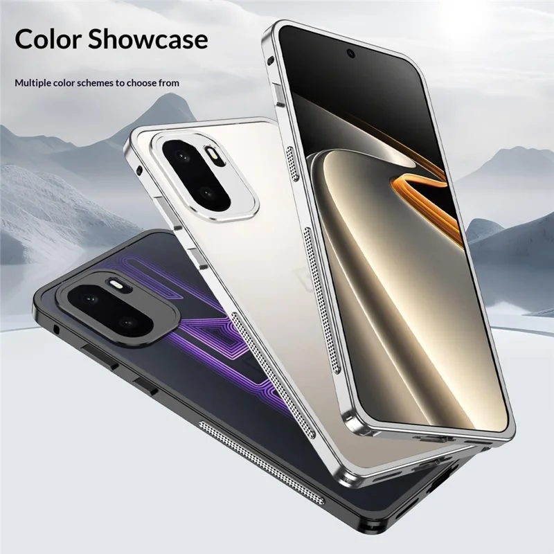 For OnePlus Ace 6 Ultra 5G Bumper Cases Metal Frame Heat Dissipation Cover with Lens Protector - Black