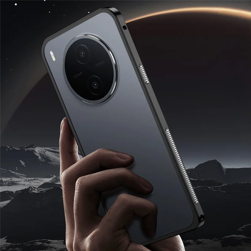 For vivo Y600 Pro 5G Bumper Cases Metal Frame Heat Dissipation Cover with Lens Protector - Black