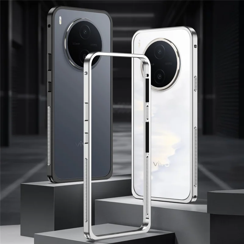 For vivo Y600 Pro 5G Bumper Cases Metal Frame Heat Dissipation Cover with Lens Protector - Black