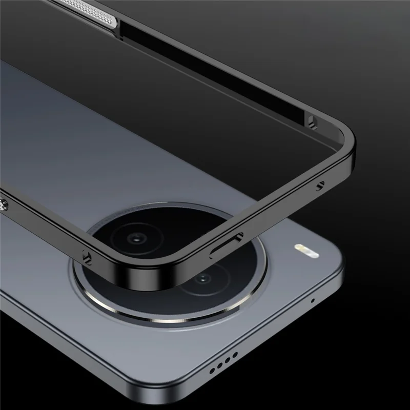 For vivo Y600 Pro 5G Bumper Cases Metal Frame Heat Dissipation Cover with Lens Protector - Black
