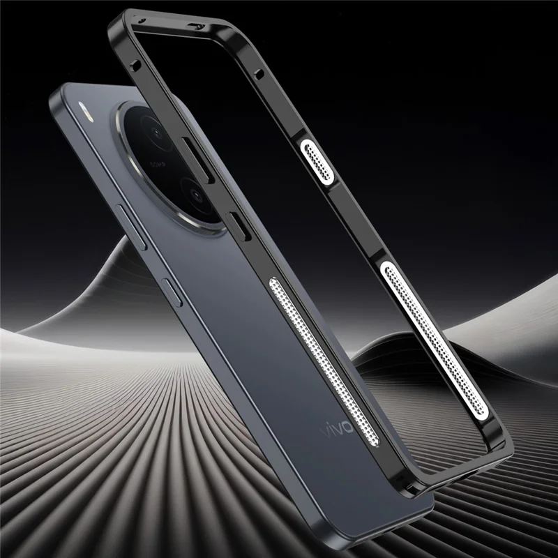 For vivo Y600 Pro 5G Bumper Cases Metal Frame Heat Dissipation Cover with Lens Protector - Black