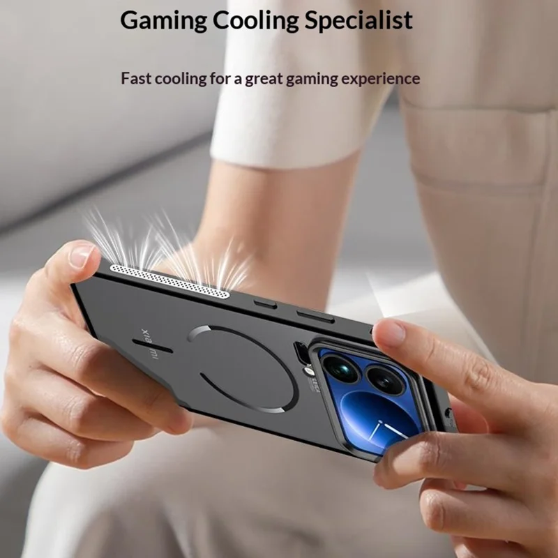 For Xiaomi 17 Max Magnetic Case Aluminium Alloy PC Matte Phone Cover Pop-Up Snap Lock - Black