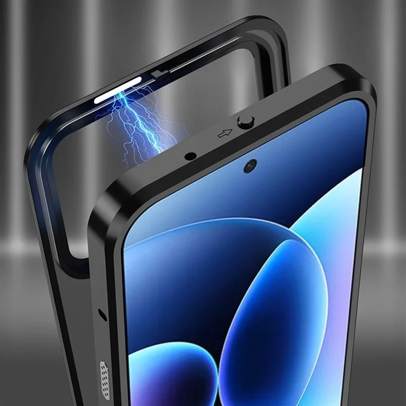 For Xiaomi 17 Max Magnetic Case Aluminium Alloy PC Matte Phone Cover Pop-Up Snap Lock - Black