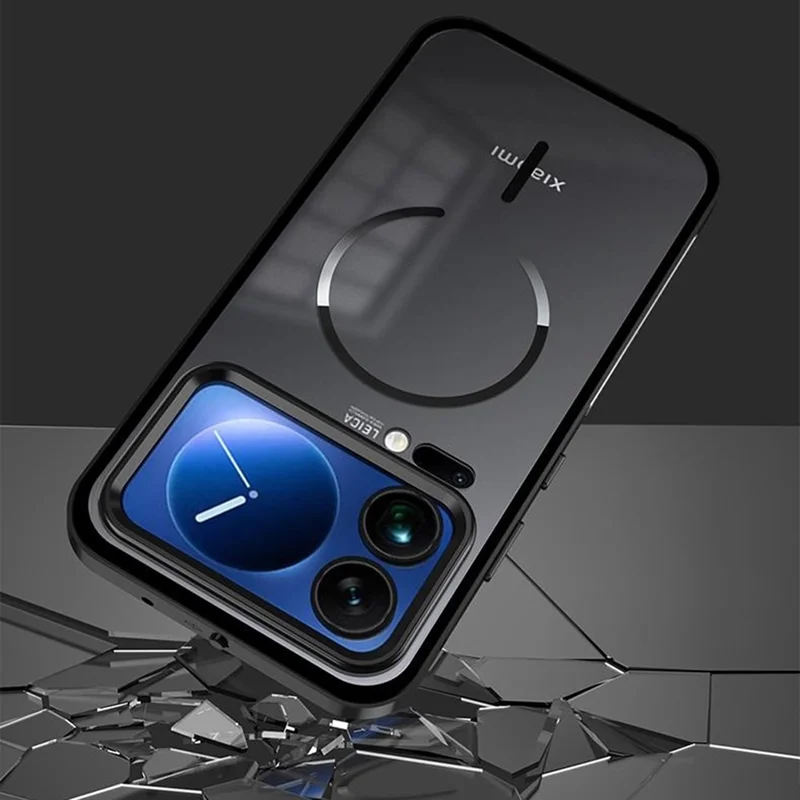 For Xiaomi 17 Max Magnetic Case Aluminium Alloy PC Matte Phone Cover Pop-Up Snap Lock - Black