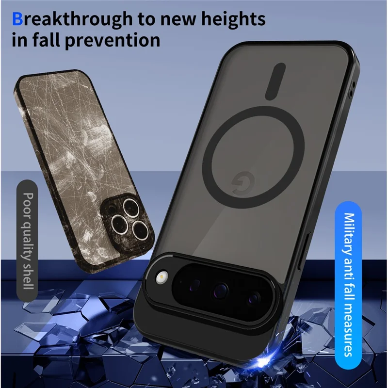 For Google Pixel 10 Magnetic Case Skin Touch Matte PC + TPU Anti-Drop Phone Cover - Translucent