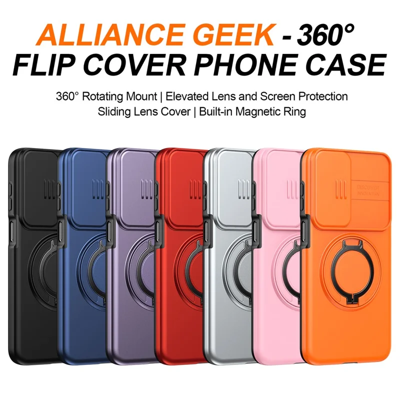 For Samsung Galaxy A27 Case Magnetic Case Ring Kickstand Slide Camera Cover TPU PC Hybrid Phone Shell - Black