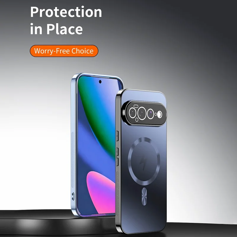 لـ Google Pixel 11 Pro XL غطاء مغناطيسي يغطي العدسة بالكامل، غطاء هاتف من مادة TPU مطلي بالكروم ومقاوم للصدمات - أسود
