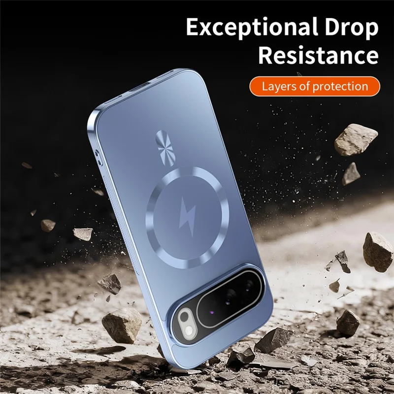 Magnetische hoes voor Google Pixel 10 Pro XL met volledige lensafdekking, geëlogeerde TPU beschermhoes tegen stoten - Babyblauw