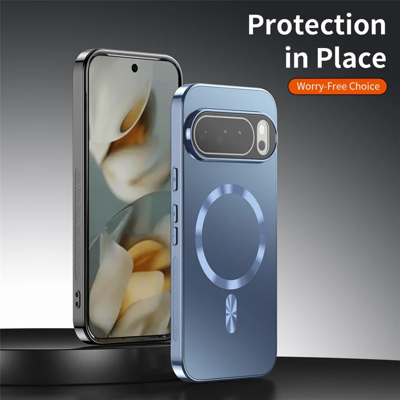 Magnetische hoes voor Google Pixel 10 Pro XL met volledige lensafdekking, geëlogeerde TPU beschermhoes tegen stoten - Babyblauw