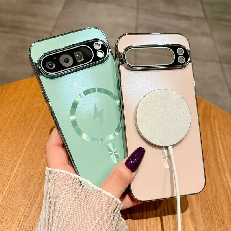 Magnetische hoes voor Google Pixel 9 Pro, volledige lensafdekking, geëmailleerde TPU schokbestendige telefoonhoes - Babyblauw