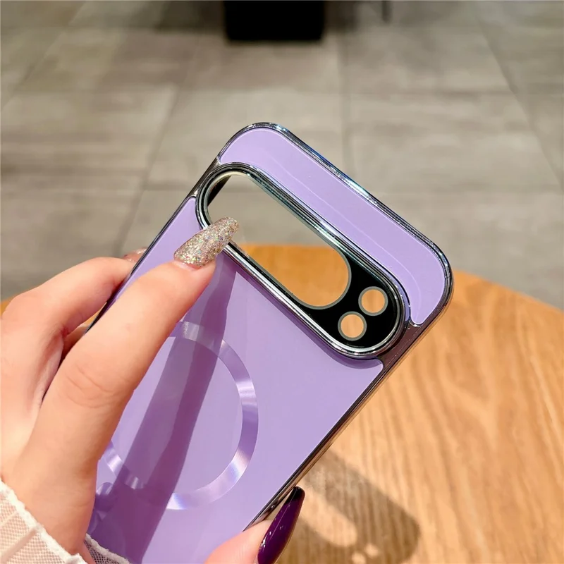 Voor Google Pixel 9 Pro XL Magnetische Hoes Volledige Lensbedekking Gegalvaniseerde TPU Stootvrije Telefoonhoes - Babyblauw