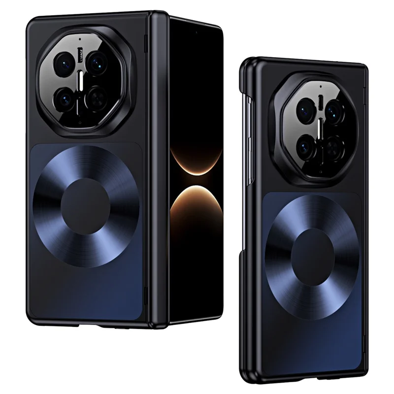 Magnetische Hülle für Huawei Mate X7 in Platin-Schallplatten-Design, PU-Leder + PC-Vergoldung, Handyhülle - Schwarz