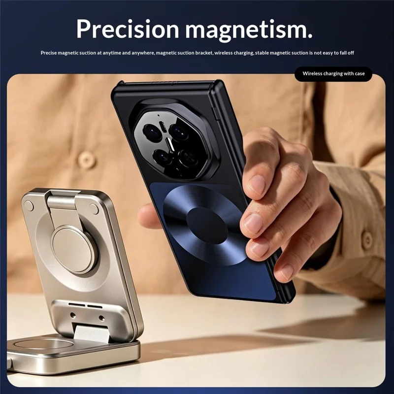 Magnetische Hülle für Huawei Mate X7 in Platin-Schallplatten-Design, PU-Leder + PC-Vergoldung, Handyhülle - Schwarz