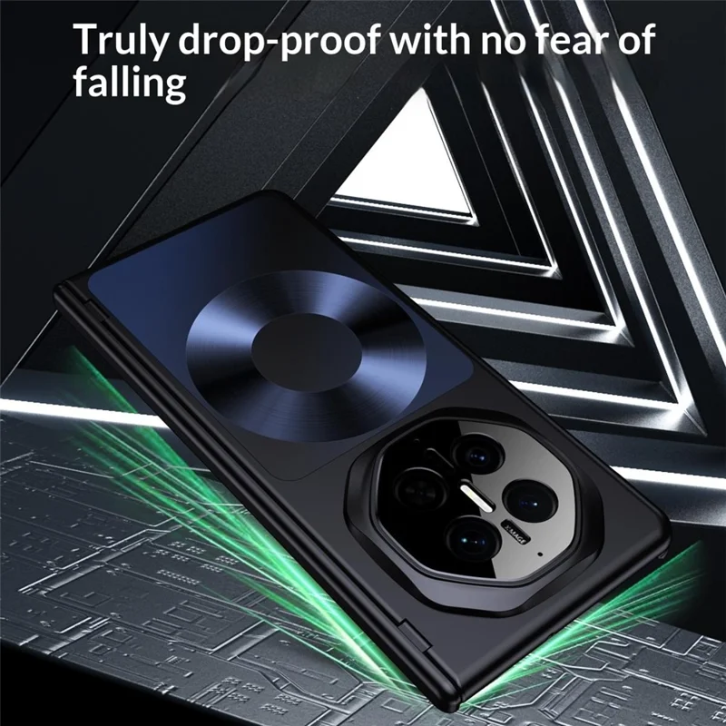 Magnetische Hülle für Huawei Mate X7 in Platin-Schallplatten-Design, PU-Leder + PC-Vergoldung, Handyhülle - Schwarz