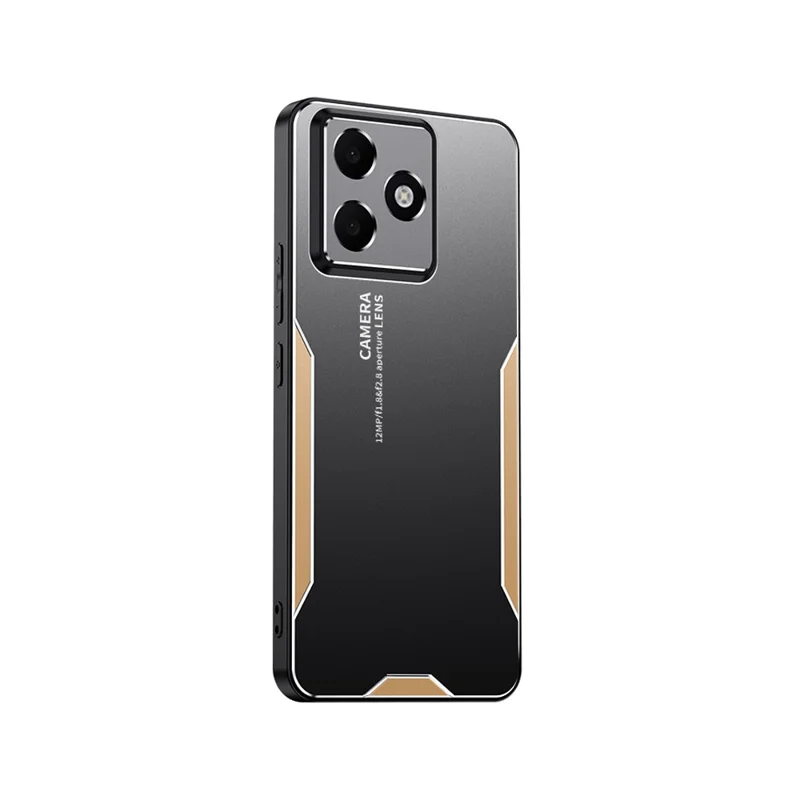 For Oppo A6c 4G Phone Case Aluminium Alloy TPU PC Back Cover - Gold