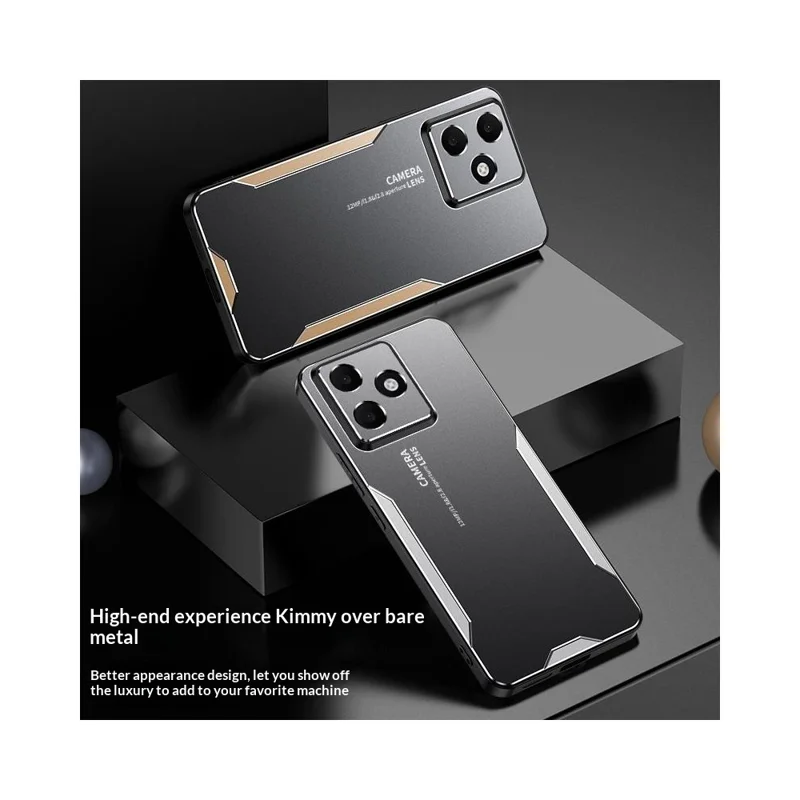 For Oppo A6c 4G Phone Case Aluminium Alloy TPU PC Back Cover - Gold