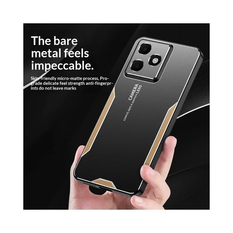 For Oppo A6c 4G Phone Case Aluminium Alloy TPU PC Back Cover - Gold
