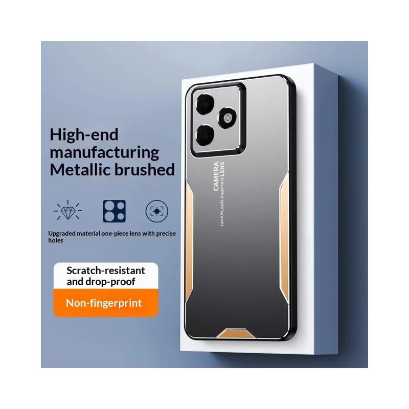 For Oppo A6c 4G Phone Case Aluminium Alloy TPU PC Back Cover - Gold