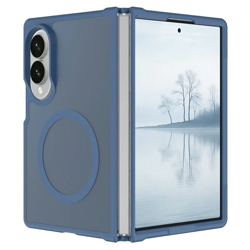 Magnetische hoes voor Samsung Galaxy Z Fold8 TPU-frame Acryl achterkant telefoonhoes met huidgevoel - Blauw