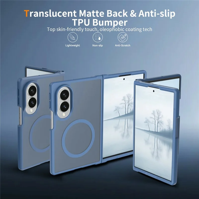Magnetische hoes voor Samsung Galaxy Z Fold8 TPU-frame Acryl achterkant telefoonhoes met huidgevoel - Blauw