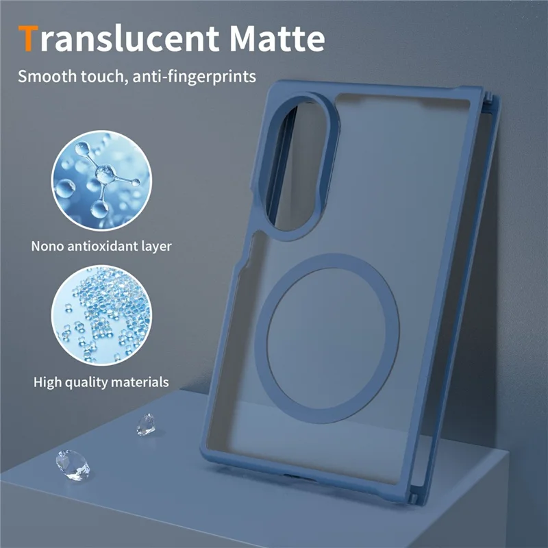 Magnetische hoes voor Samsung Galaxy Z Fold8 TPU-frame Acryl achterkant telefoonhoes met huidgevoel - Blauw