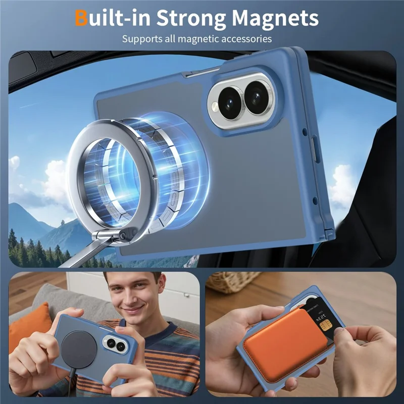 Magnetische hoes voor Samsung Galaxy Z Fold8 TPU-frame Acryl achterkant telefoonhoes met huidgevoel - Blauw