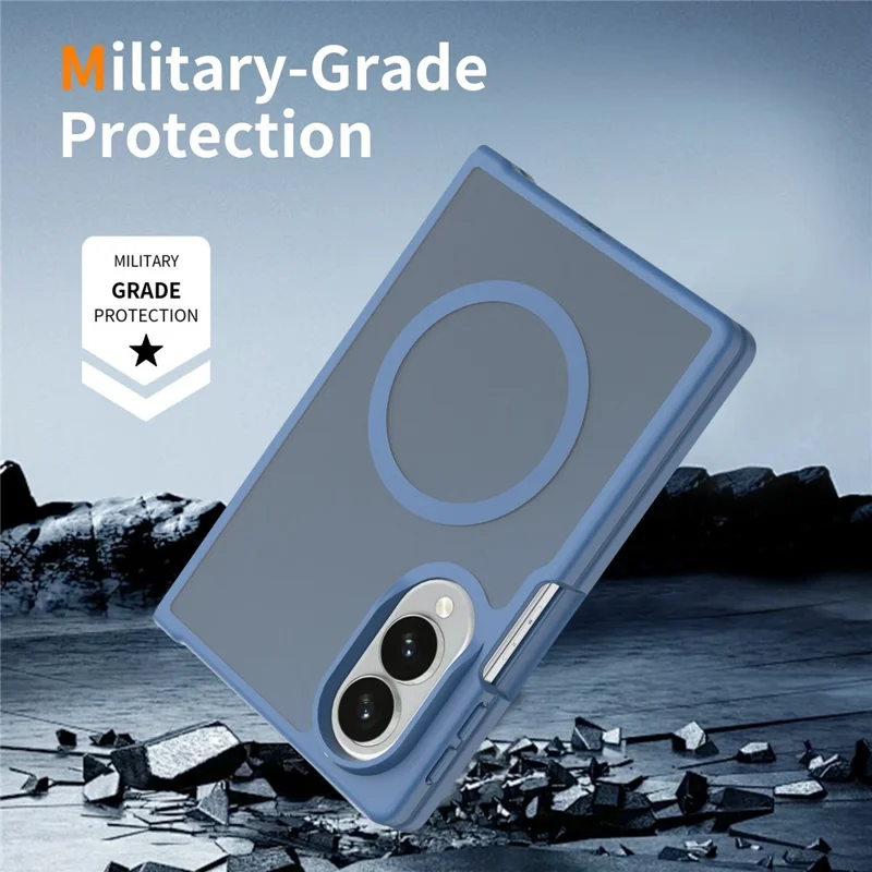 Magnetische hoes voor Samsung Galaxy Z Fold8 TPU-frame Acryl achterkant telefoonhoes met huidgevoel - Blauw
