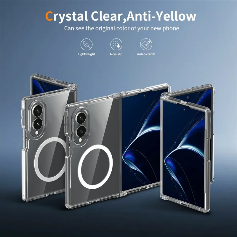 Voor Samsung Galaxy Z Fold8 Magnetische Hoes 2,0 mm Krasbestendig TPU + PC Telefoonhoes - Transparant