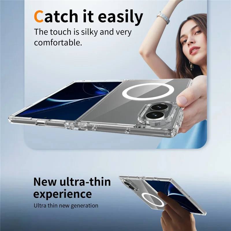 Voor Samsung Galaxy Z Fold8 Magnetische Hoes 2,0 mm Krasbestendig TPU + PC Telefoonhoes - Transparant