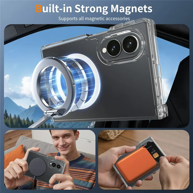 Voor Samsung Galaxy Z Fold8 Magnetische Hoes 2,0 mm Krasbestendig TPU + PC Telefoonhoes - Transparant