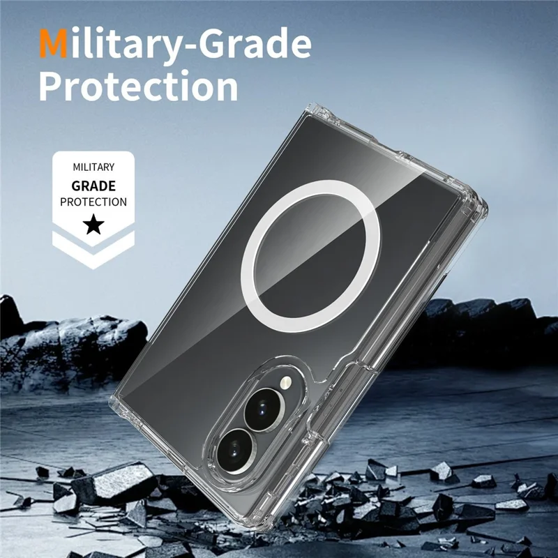 Voor Samsung Galaxy Z Fold8 Magnetische Hoes 2,0 mm Krasbestendig TPU + PC Telefoonhoes - Transparant