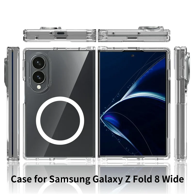 Voor Samsung Galaxy Z Fold8 Magnetische Hoes 2,0 mm Krasbestendig TPU + PC Telefoonhoes - Transparant