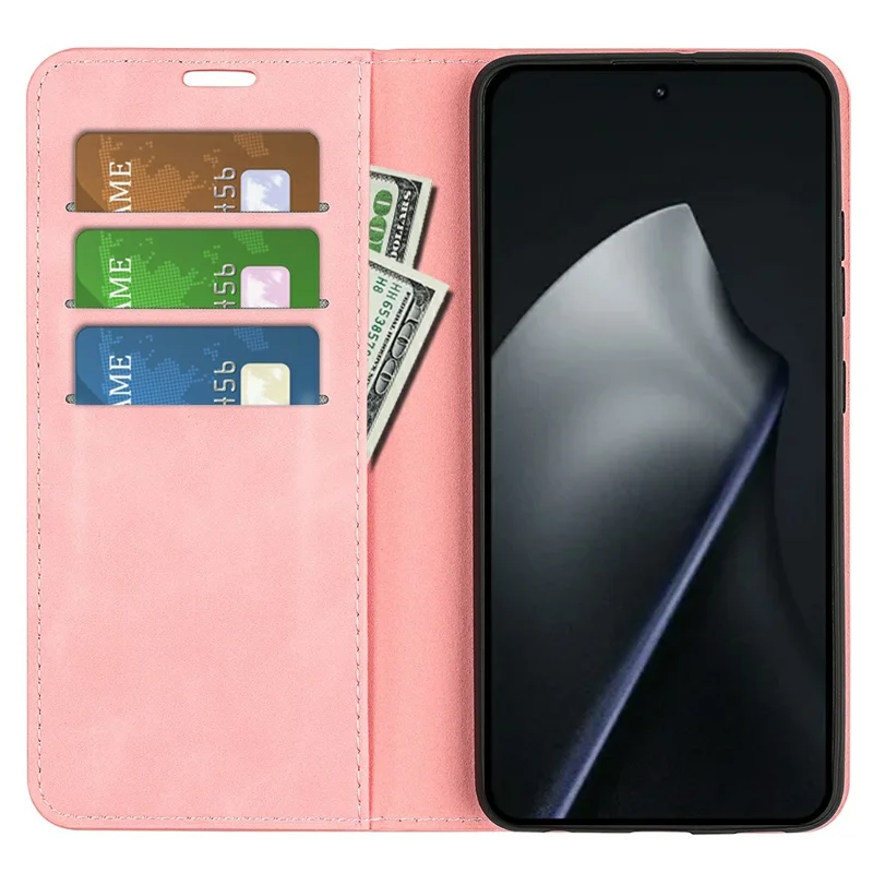 For Xiaomi 17T Case Skin Touch Leather Wallet Phone Cover - Pink