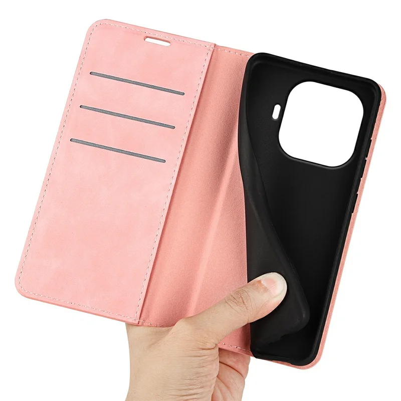 For Xiaomi 17T Case Skin Touch Leather Wallet Phone Cover - Pink