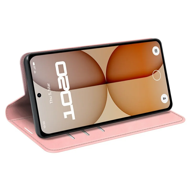 Чехол для Nothing Phone (4a) из искусственной кожи с текстурой кожа-на-ощупь, с отделением для карт - Розовый