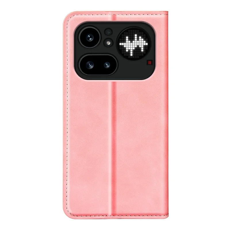 Чехол для Nothing Phone (4a) Pro из искусственной кожи с текстурой сенсорного покрытия, с отделением для карт - Розовый